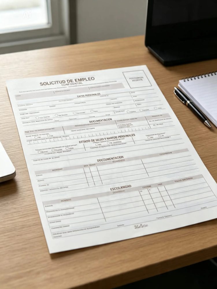 Hoja de solicitud de empleo c/u