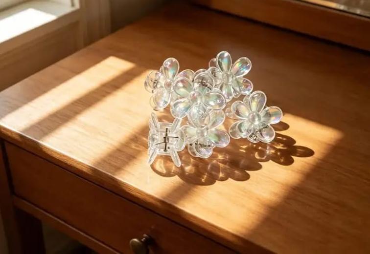 Pinza flor transparente