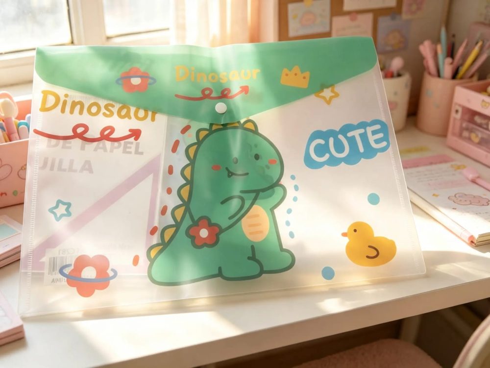 Sobre de plástico tamaño carta dinosaurio